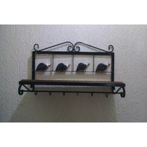 Prateleira Cozinha Ferro Angolas madeira 60 cm largura