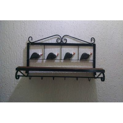 Prateleira Cozinha Ferro Angolas madeira 60 cm largura