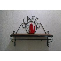 Prateleira Ferro Café cozinha madeira 60 cm largura