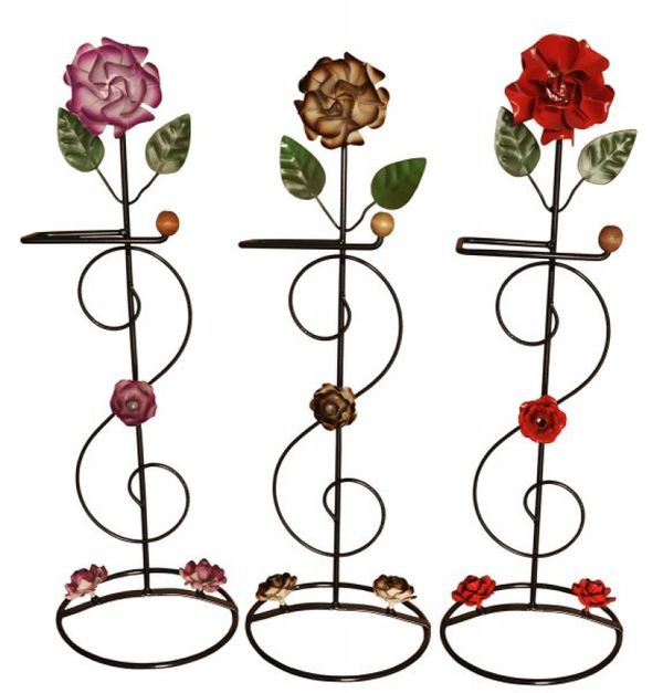 Porta papel higiênico banheiro flores Ferro 3 un 60 cm cada