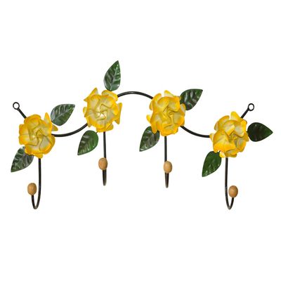 Cabideiro Ferro 4 lugares Flores Amarelas