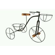 Suporte plantas Ferro 2 vasos bicicleta preta 60 cm altura