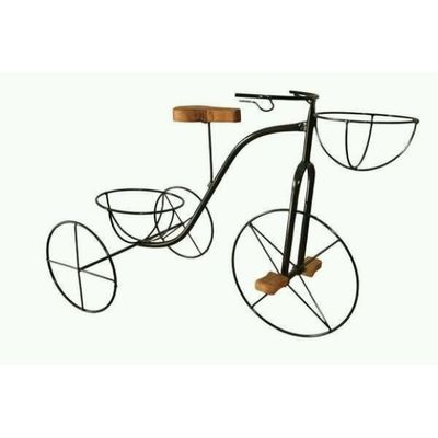 Suporte plantas Ferro 2 vasos bicicleta preta 60 cm altura