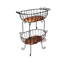 Fruteira Cozinha madeira dupla ferro Preta 60 cm