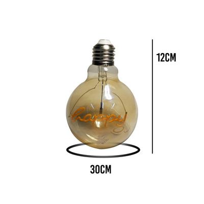 Lampada Led Mensagem Happy Vintage 4W Branco Quente Casa 110
