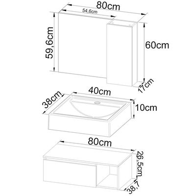 Gabinete Suspenso Com Cuba E Espelheira Bn3600x01x02 Branco