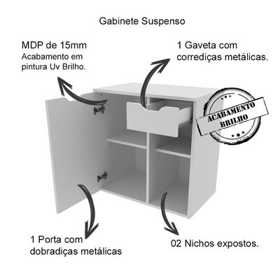 Gabinete Suspenso Para Cuba De Banheiro Bn3605 Branco
