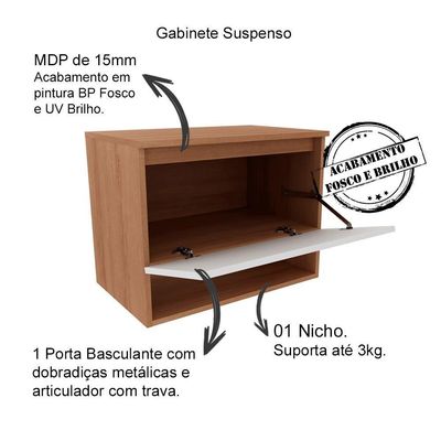 Conjunto Para Banheiro Gabinete Bn3606x08 Amendoa Branco