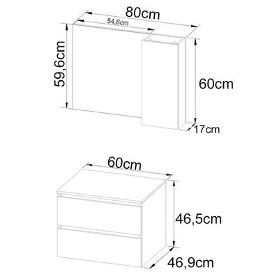 Conjunto Para Banheiro Gabinete Bn3607x02 Amendoa Branco