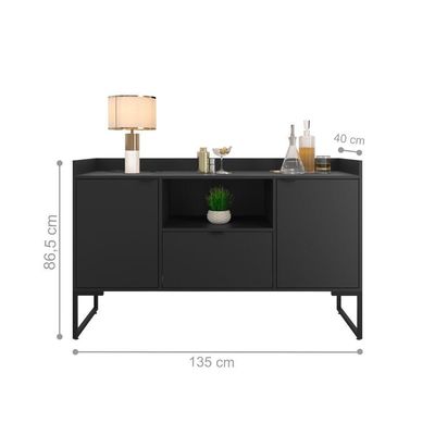 Conjunto Armário E Mesa Cassia Preto