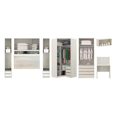 Guarda Roupa De Canto Vidro Reflecta Com Escrivaninha Crema