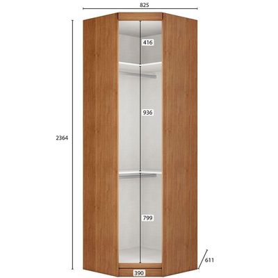 Modulo Obliquo P/ Guarda-roupa Com 1 Porta Cumaru/fendi