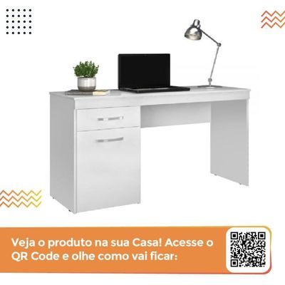Escrivaninha Com 1 Porta 1 Gaveta Vitória Branco Branco