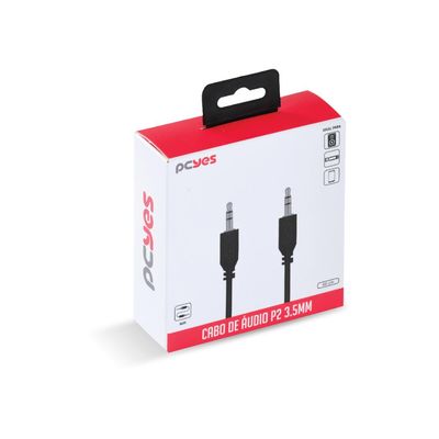 Cabo P2 3.5MM Macho para P2 3.5MM Macho 28AWG Puro Cobre 60 CM - P35M-06