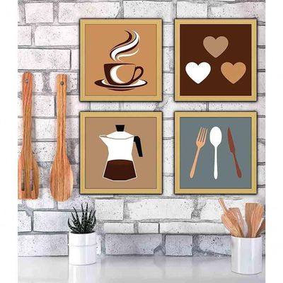 Quadro Cozinha Copa Cantina Objetos Café Xícara Marfim