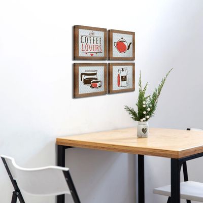Quadro Cozinha 20x20cm Kit 4 Un Titulos Moldura Ypê