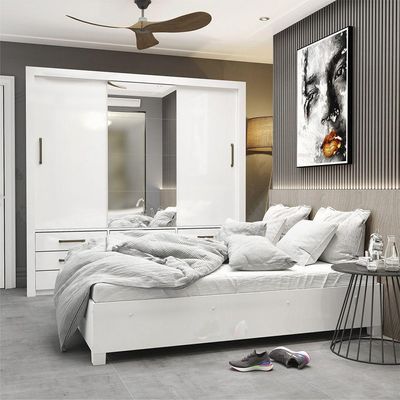 Quarto Completo Com Cama De Casal Anjos Plus Branco