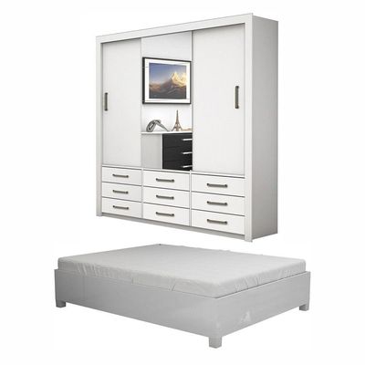 Quarto Completo Com Cama De Casal Anjos Plus Branco