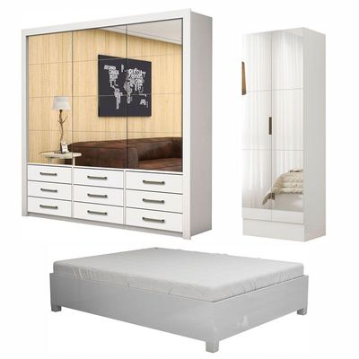 Quarto Completo Casal Anjos Sapateira 2 Portas E Cama Branco