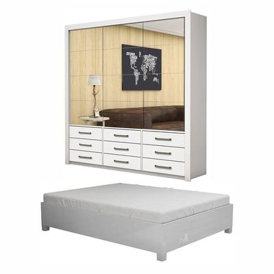 Quarto Completo Casal Anjos Premium E Cama De Casal Branco