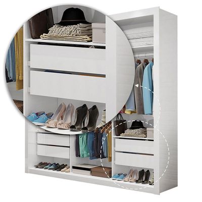 Quarto Casal 4 Gavetas Sapateira 2 Portas E Cama Branco