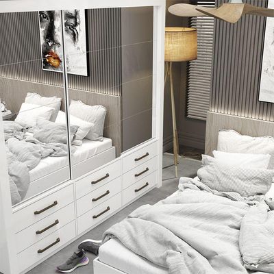 Quarto Completo Casal Anjos Premium E Cama De Casal Branco