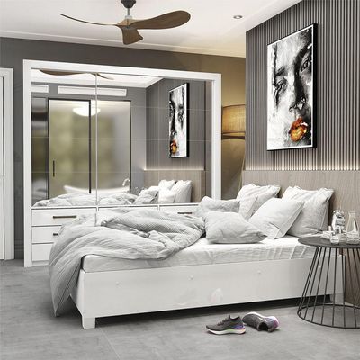Quarto Completo Casal Anjos Premium E Cama De Casal Branco