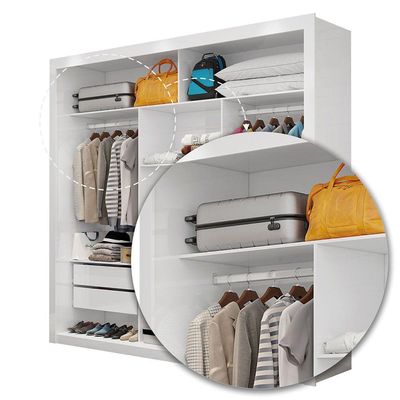 Quarto Casal 4 Gavetas Sapateira 2 Portas E Cama Branco