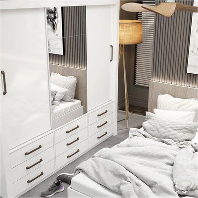 Quarto Completo Casal Sapateira 2 Portas E Cama Branco
