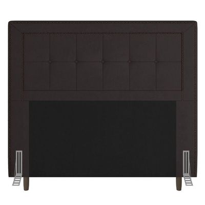 Cabeceira Box Casal Luxor 140cm Com Tachas E Frame Marrom