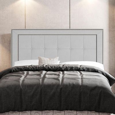Cabeceira Box Casal Luxor 140cm Com Tachas E Frame Branco