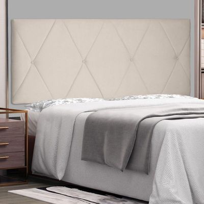 Cabeceira Painel Estofada Cama Box Casal 140cm Suede Bege