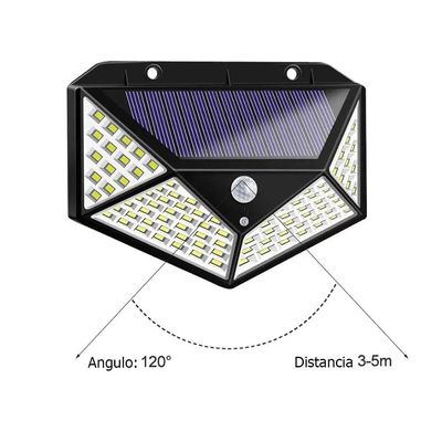 Luminária Solar 100 Leds Branco Quente 3 Unid. Parede