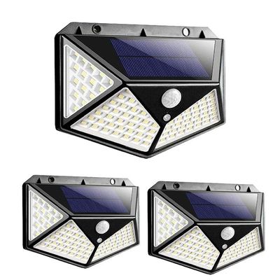 Luminária Solar 100 Leds Branco Quente 3 Unid. Parede