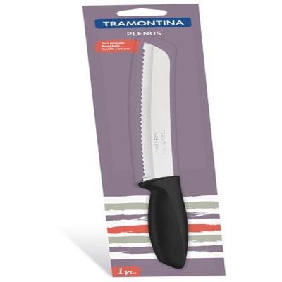 Faca Pão Inox 8" Plenus Preta Tramontina