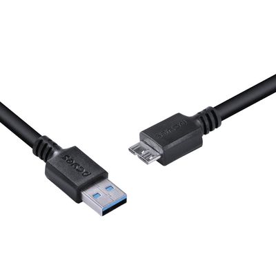Cabo para HD Externo USB a 3.0 Macho para Micro USB B 3.0 (10 Pinos) Macho 28AWG Puro Cobre 2 Metros