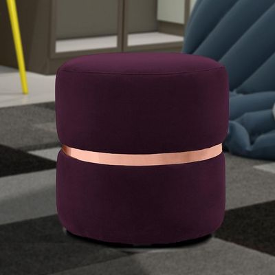 Puff Decorativo Com Cinto Rosê Round B-292 Veludo Uva