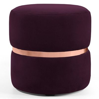 Puff Decorativo Com Cinto Rosê Round B-292 Veludo Uva