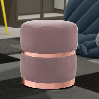Puff Decorativo Com Cinto E Aro Rosê Round B-305 Rosê