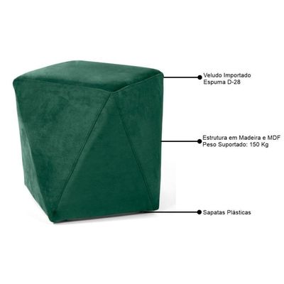 Puff Decorativo Ametista B-303 Veludo Verde - Domi