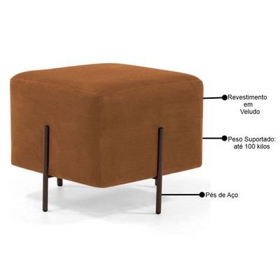 Puff Decorativo 45cm Base Aço Status B-262 Veludo Telha