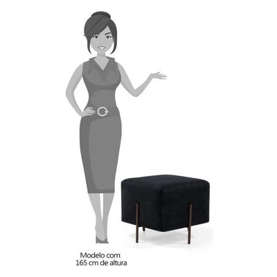 Puff Decorativo 45cm Base Aço Status B-300 Veludo Preto
