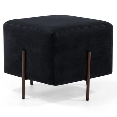 Puff Decorativo 45cm Base Aço Status B-300 Veludo Preto