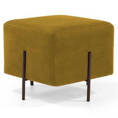 Puff Decorativo 45cm Base Aço Status B-279 Veludo Mostarda