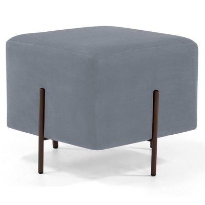 Puff Decorativo 45cm Base Aço Status B-317 Veludo Cinza