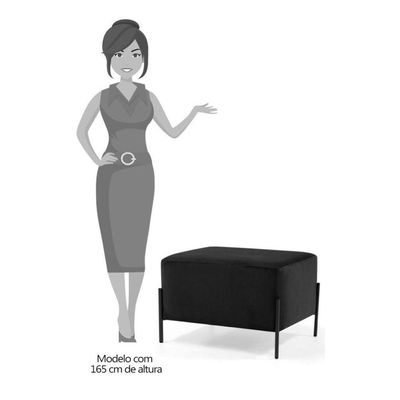 Puff Decorativo 60cm Base Aço Status B-300 Veludo Preto