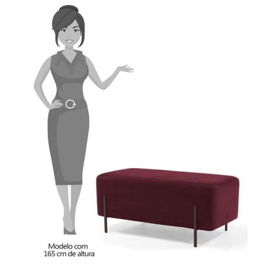 Puff Decorativo 90cm Base Aço Status B-278 Veludo Marsala