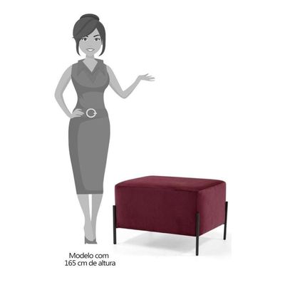 Puff Decorativo 60cm Base Aço Status B-278 Veludo Marsala