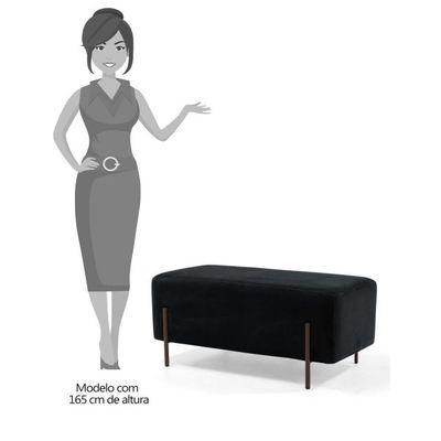 Puff Decorativo 90cm Base Aço Status B-300 Veludo Preto