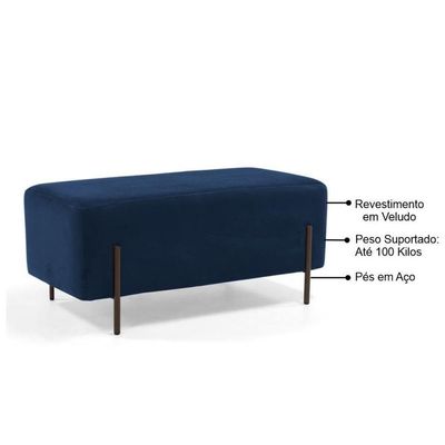 Kit 2 Puffs Decorativos 90cm Base Aço Status Azul Marinho